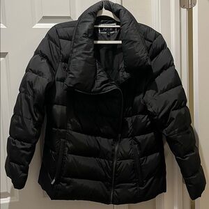 Apt. 9 XL black quilted down filled zip up warm puffer parka coat jacket EUC